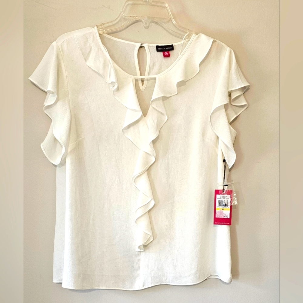Vince Camuto Ivory Ruffle Blouse. Womens M.